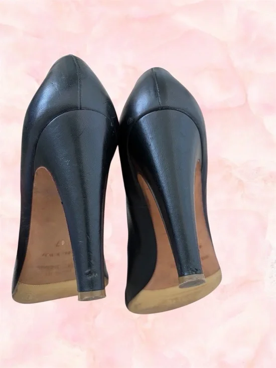 Marc by Marc Jacobs Black Leather Peep Toe Classic Pumps | Knot Detail | Size 37 - Picture 6 of 7